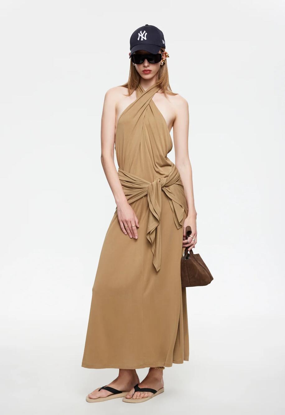 NWT Lioness Heavenly Sleeveless Halter Neck Open Back Maxi Dress Topaz Womens S